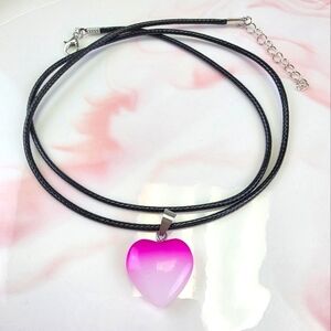 Natural Stone Heart Pendant Necklace​